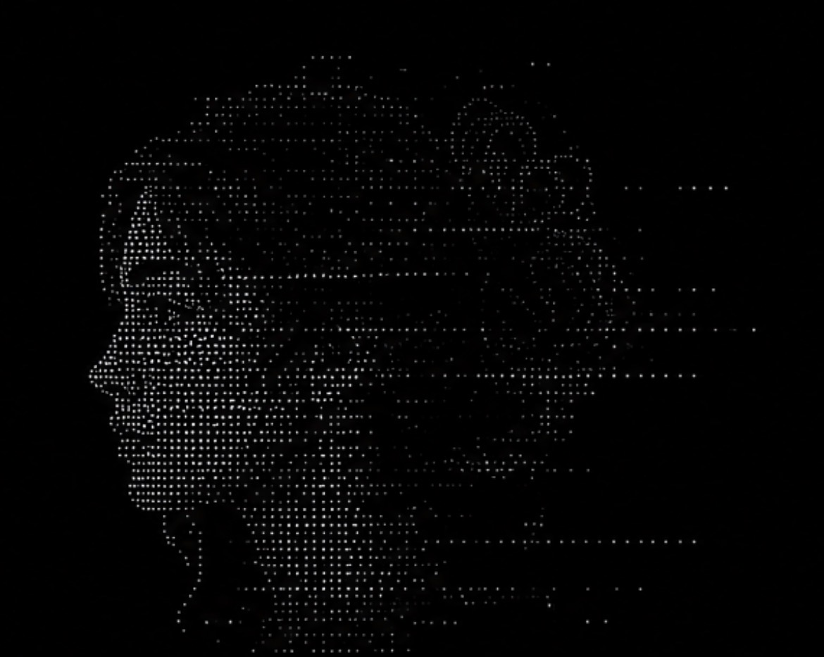 Lucy represented as a point-cloud portrait